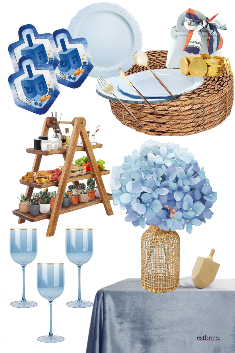 light blue chanukah decor