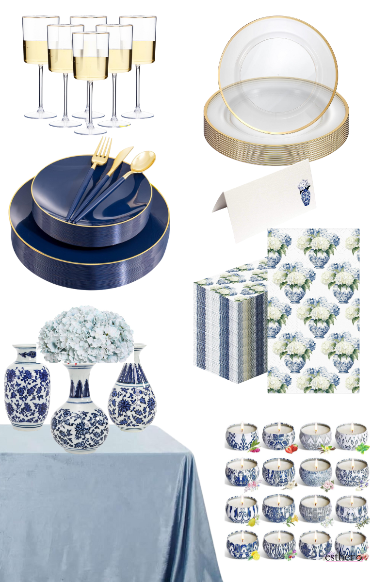 Blue Floral Tablescape