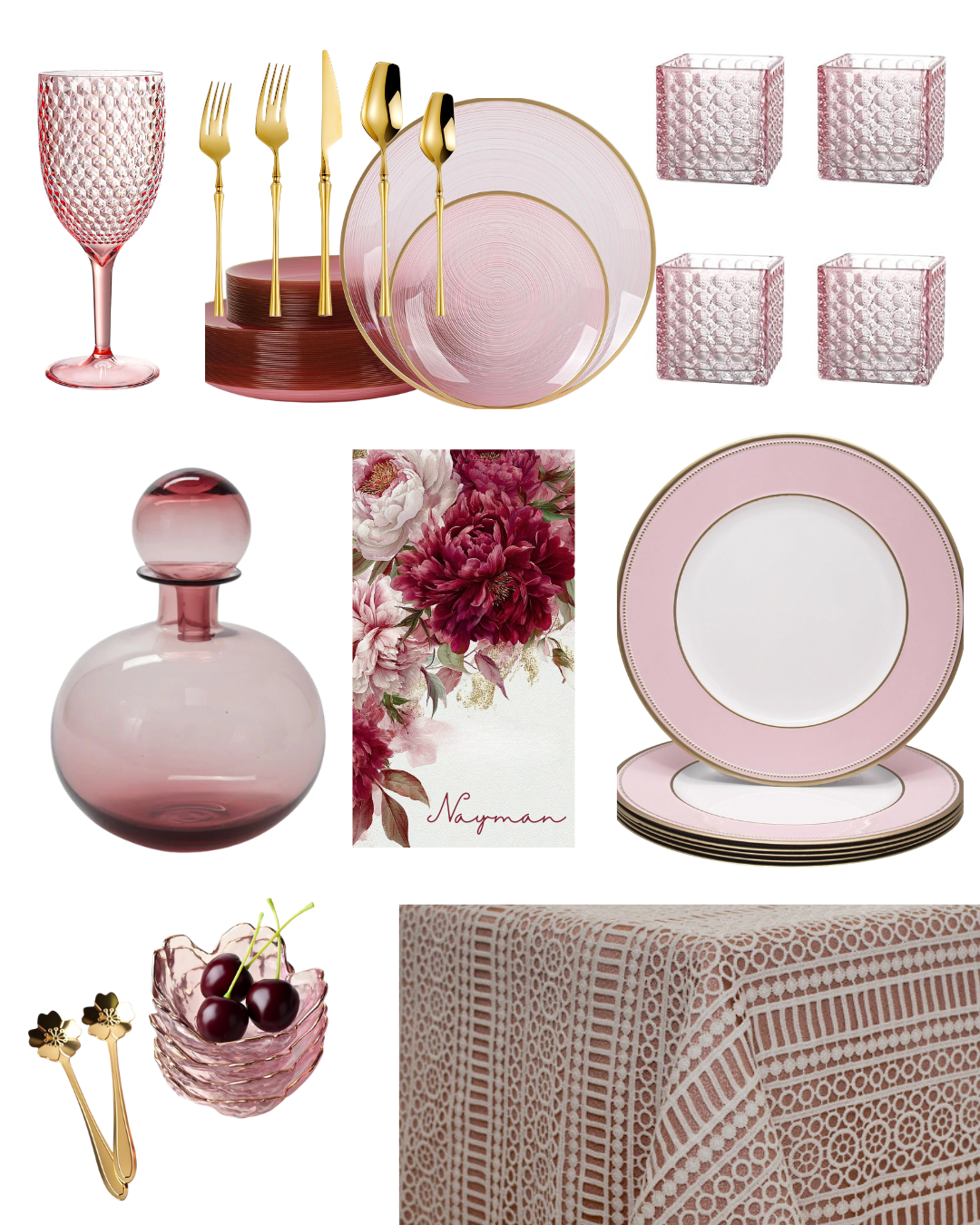 Pink and Gold Tablescape