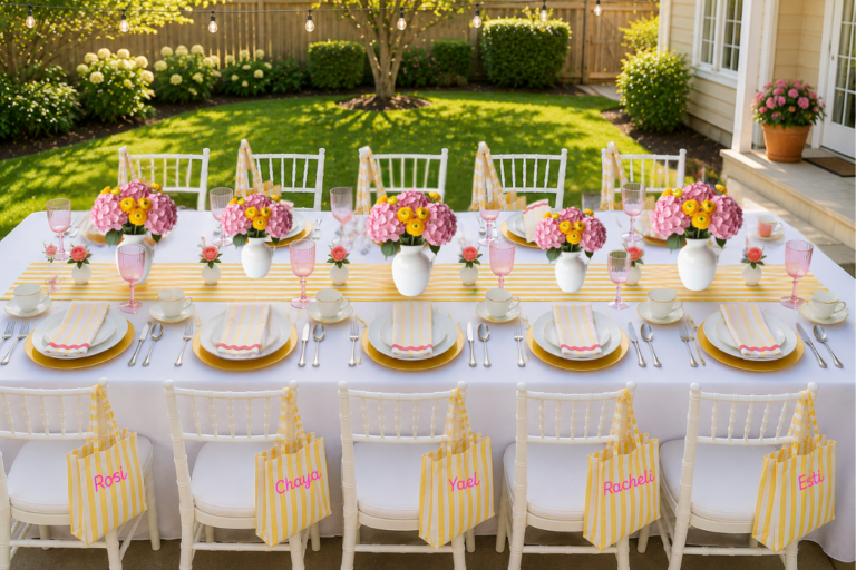 Pink & Yellow Garden Party Tablescape