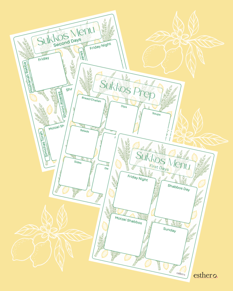 Sukkos Menu Printable