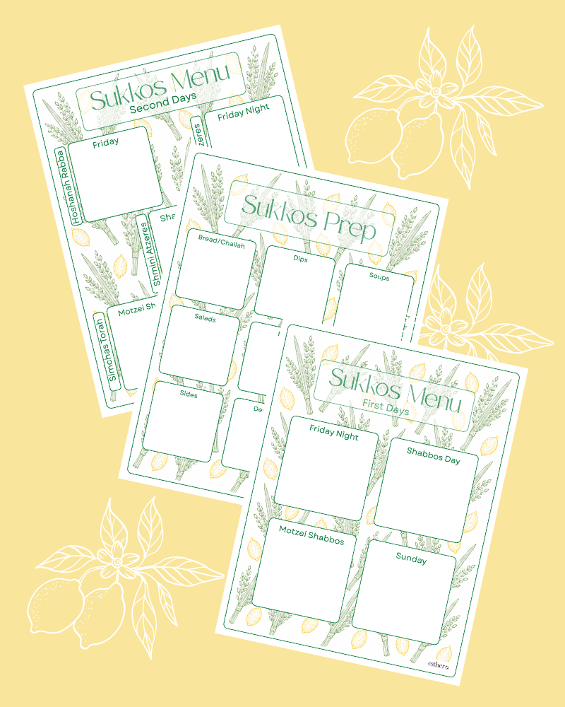 Sukkos Menu Printable