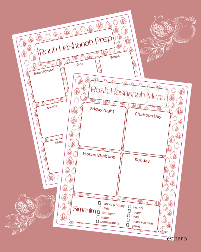 Rosh Hashanah Menu and Prep Printables
