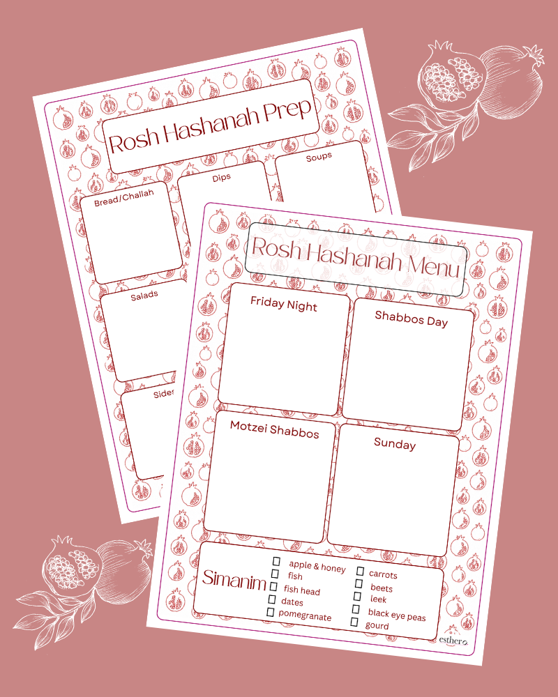 Rosh Hashanah Menu and Prep Printables