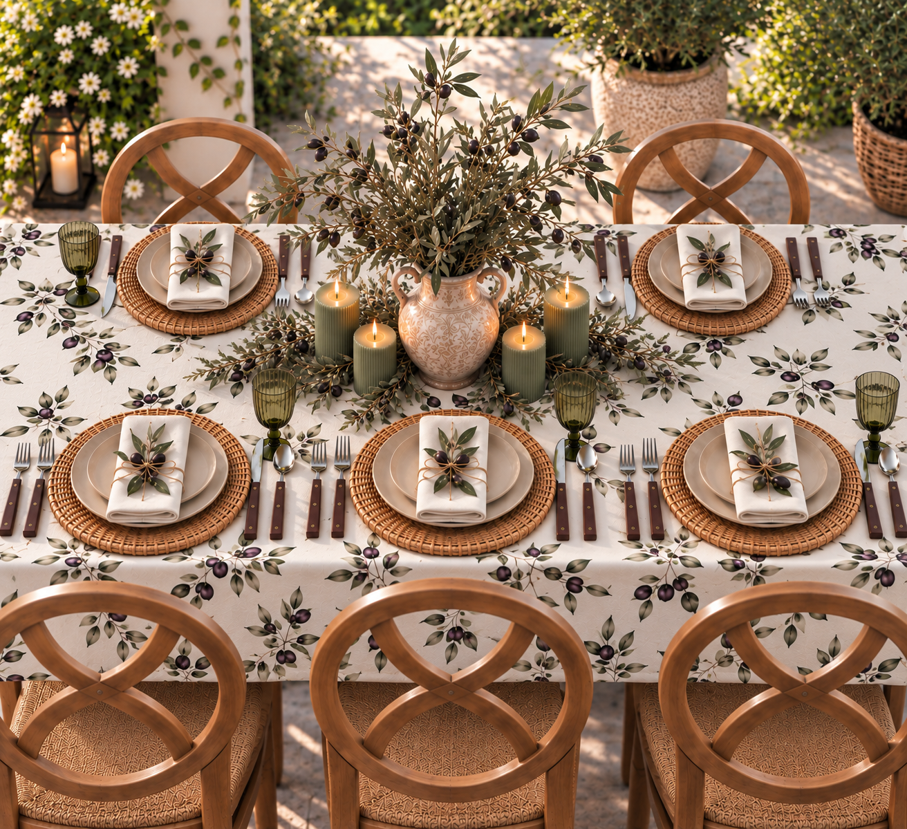 Rustic Olive Branch Tablescape
