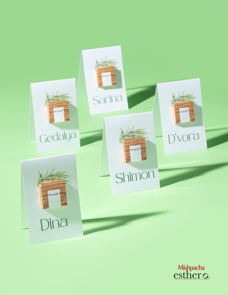 Editable Sukkot place cards with chocolate sukkah